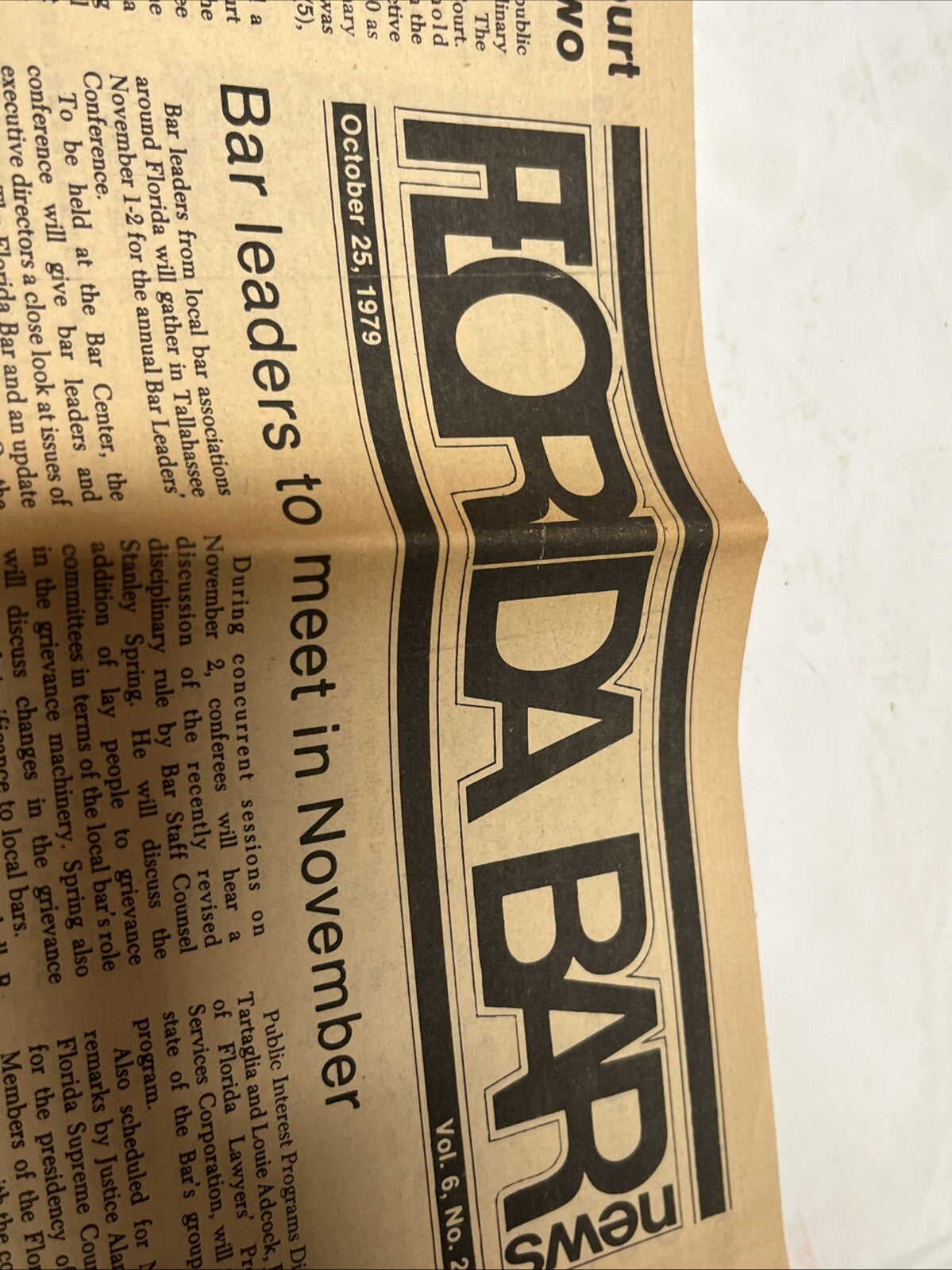 Florida Bar News October 25, 1979, Issue Volume 6, Number 20 Newspaper 12 Pages