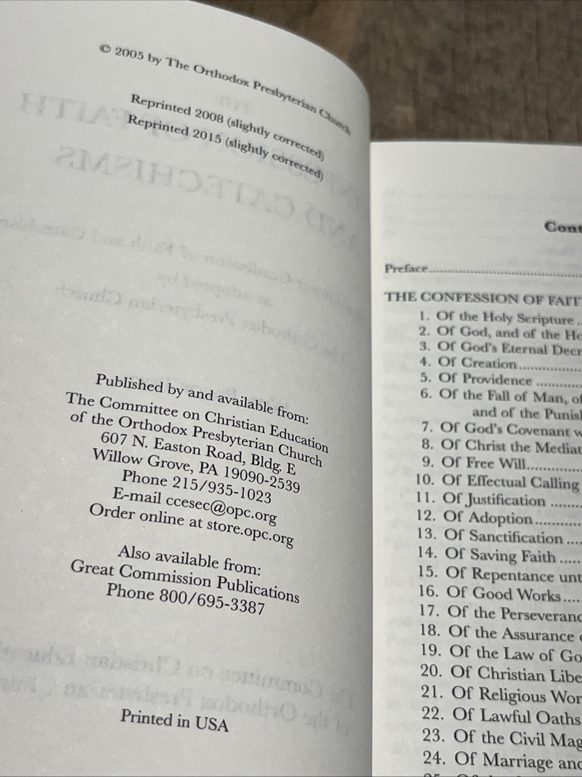 Confession of Faith & Catechisms Orthodox Presbyterian Church, Proof Texts, 2015
