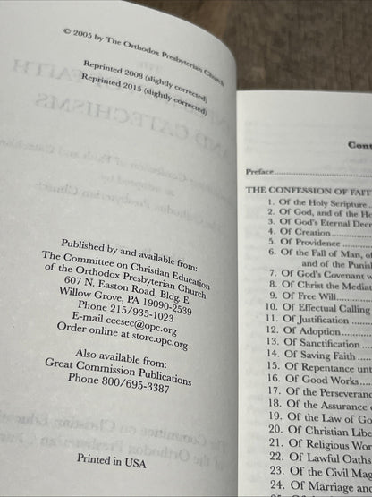 Confession of Faith & Catechisms Orthodox Presbyterian Church, Proof Texts, 2015