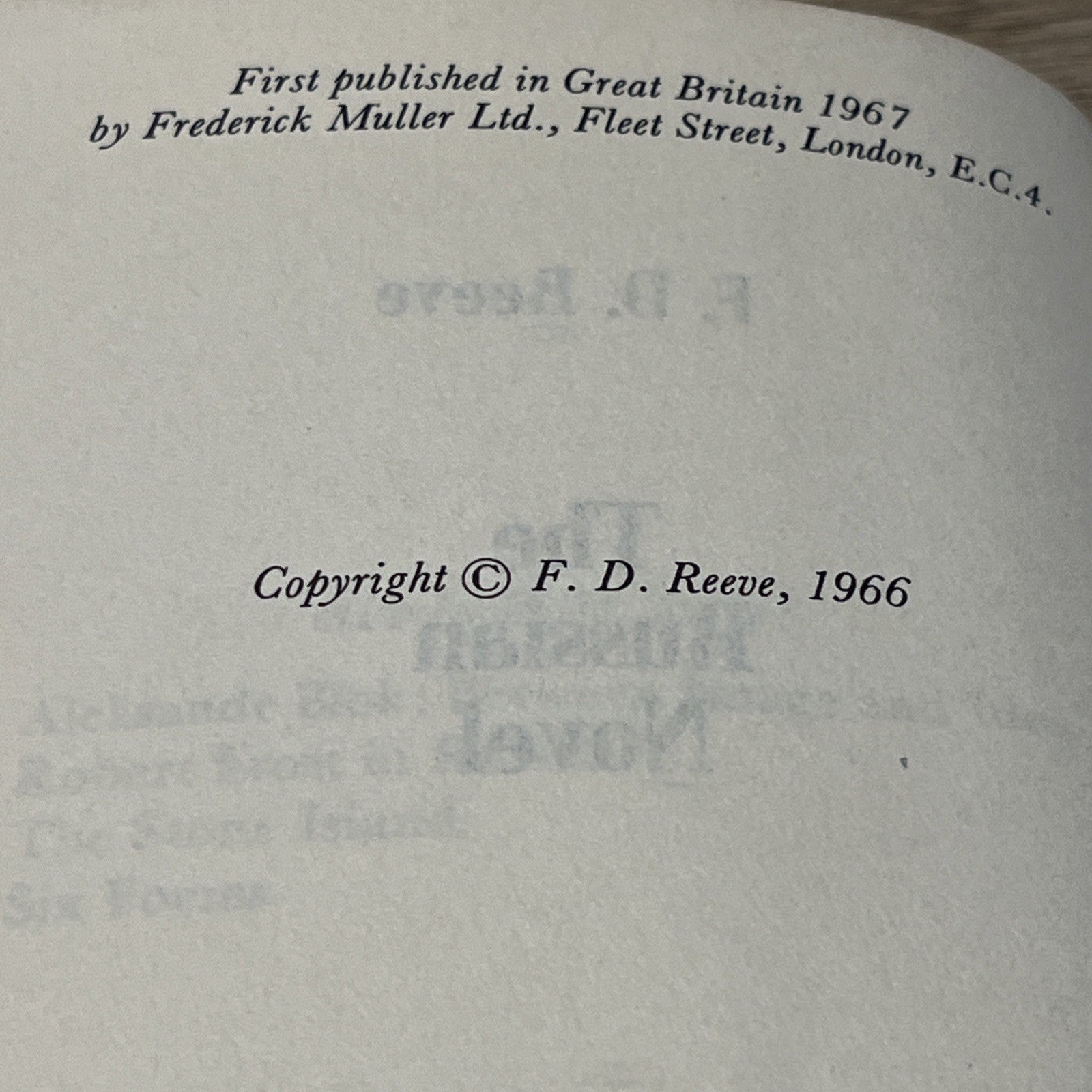 Russia Book: The Russian Novel First Edition by F.D. Reeve 1966
