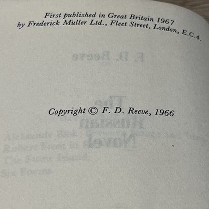 Russia Book: The Russian Novel First Edition by F.D. Reeve 1966
