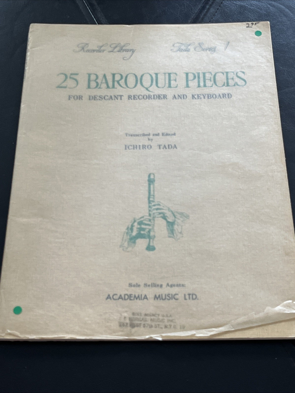 25 Baroque Pieces For Descant Recorder and Keyboard By Ichiro Tada 1965