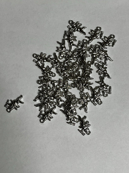 35  VINTAGE Antique Silver FLYING CHERUB CUPID W/ ARROW 28x17mm. ACRYLIC CHARMS