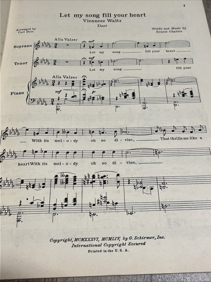 Schirmer’s Favorite Secular Duets For Various Voices - Song Book 1954
