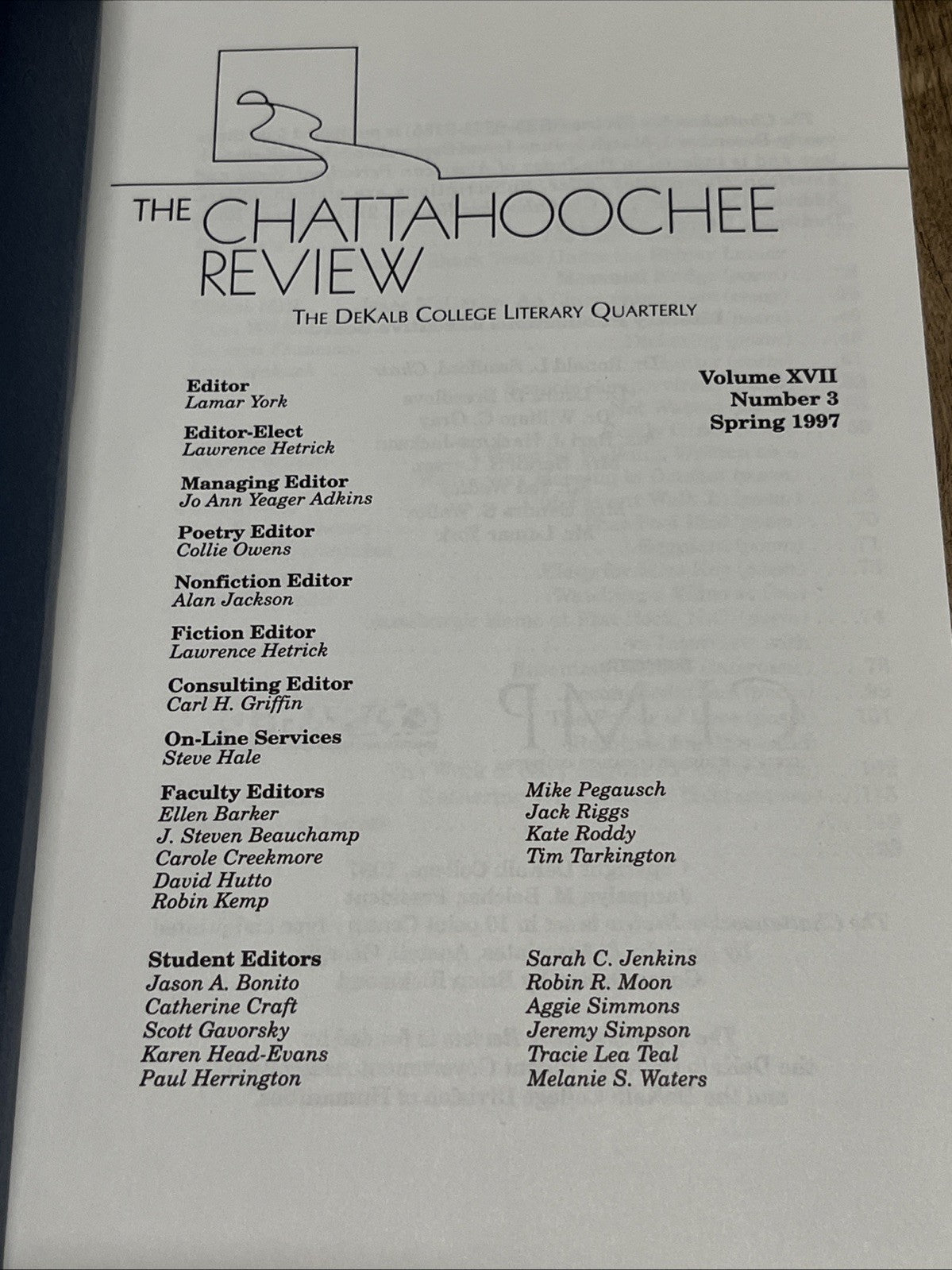 The Chattahoochee Review, Vol.  X, No. 2, Winter 1990, No Damage, Nice.
