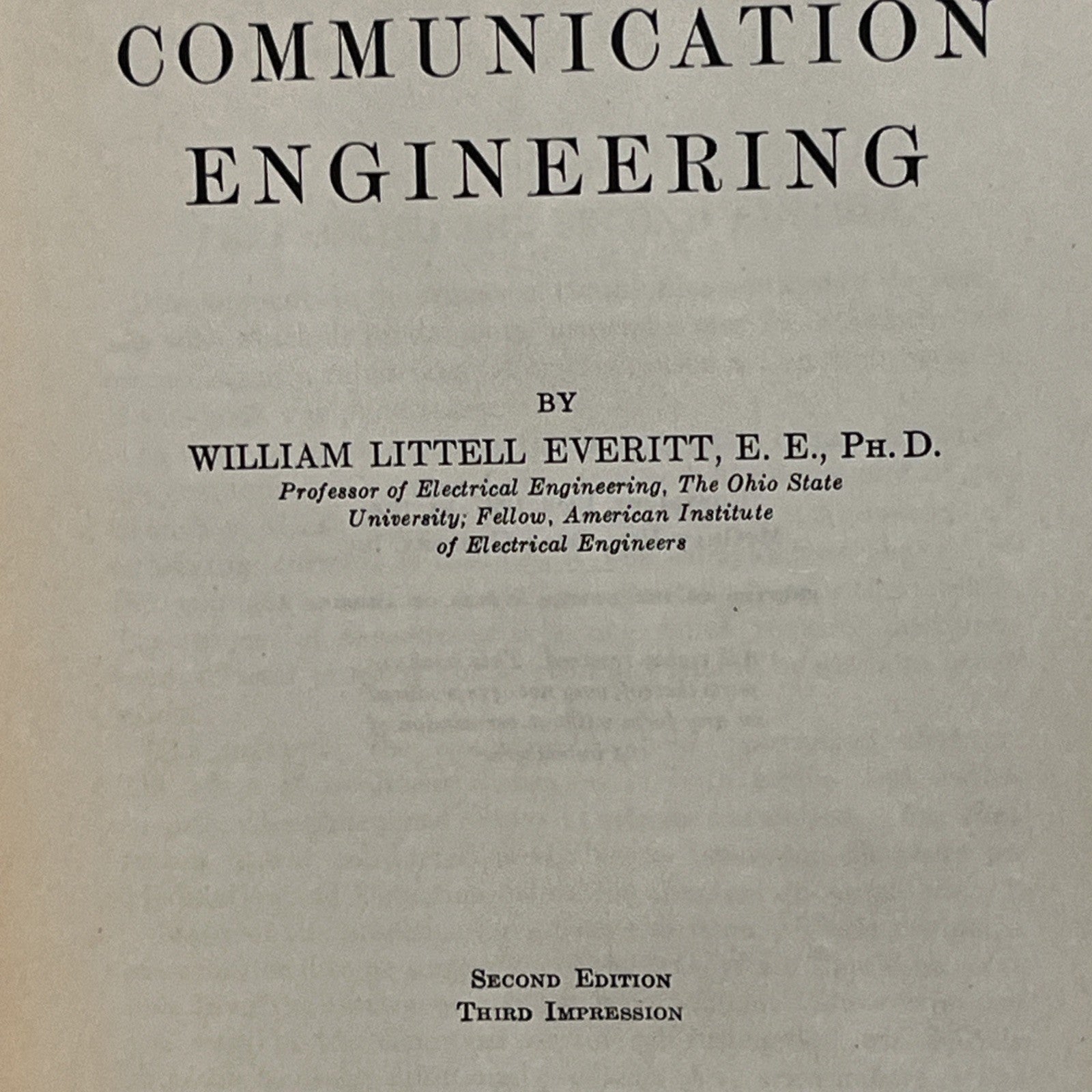 Communication Engineering by William Littell Everitt 2nd Ed, 1937 Radio,Networks