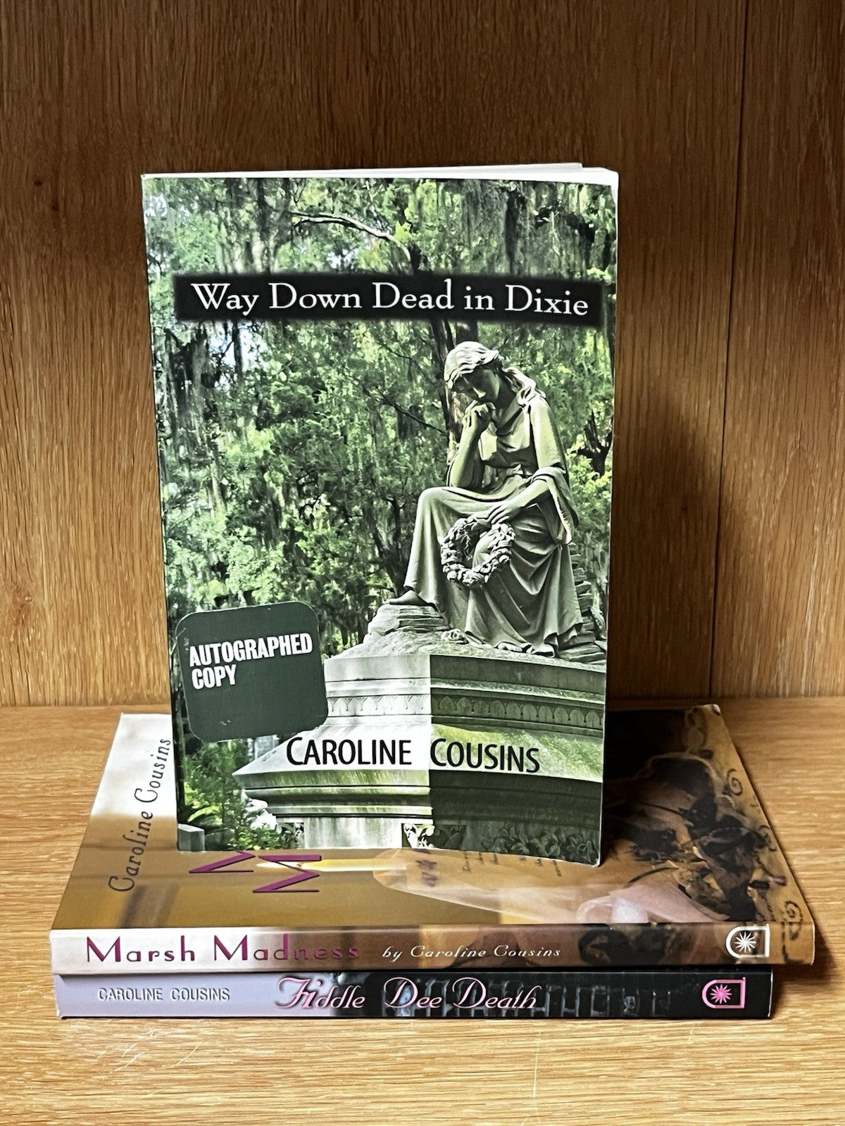 Caroline Cousin 3 Book Lot Dead In Dixie (Signed) Marsh Madness Fiddle Dee Death