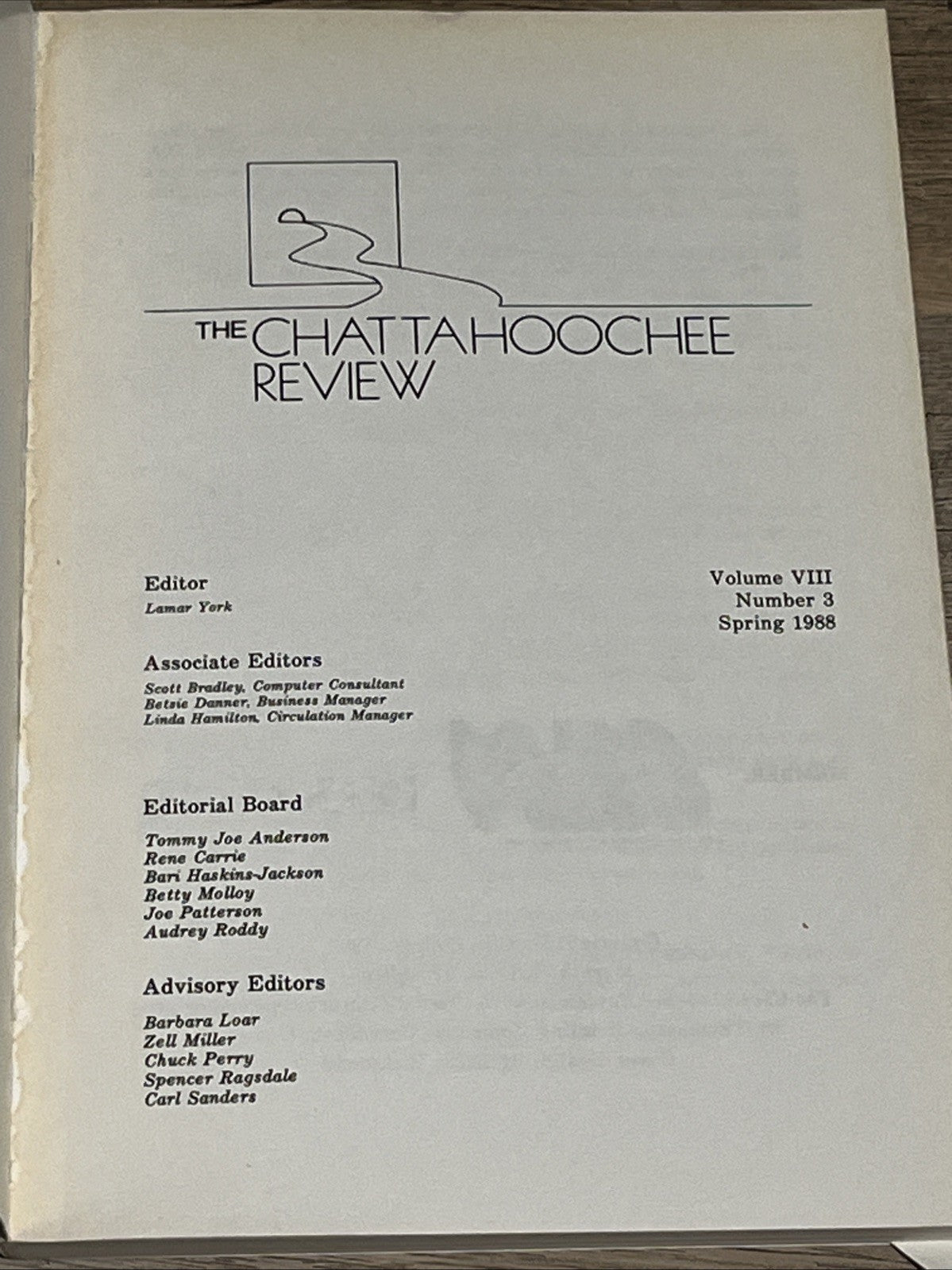 Lamar YORK Chattahoochee Review Volume VIII 8 Number 3 Summer 1988 1st Edition