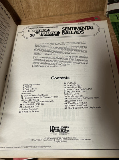 A Collection of Music Sheet Lot of 4 Folk Songs, Settimental Ballad,Eddy Duchin
