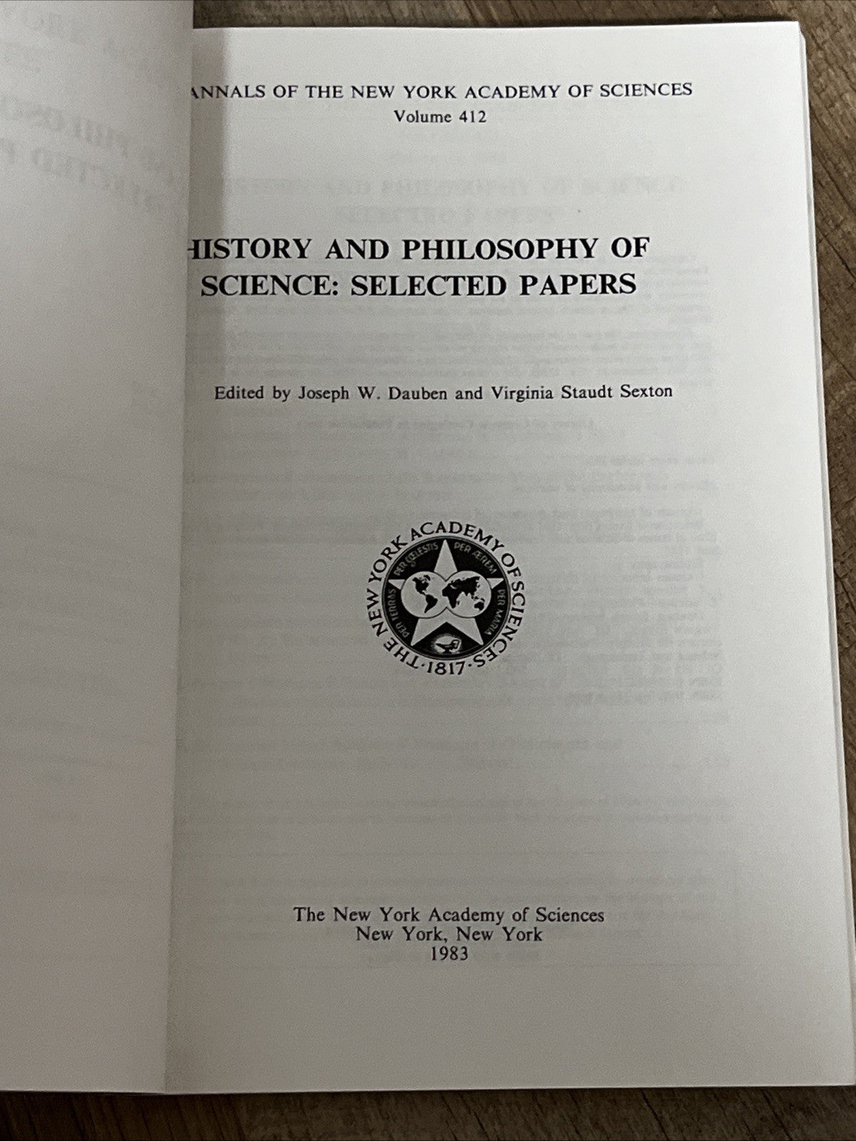 History and Philosophy of Science: Selected Papers by Joseph W. Dauben 1983