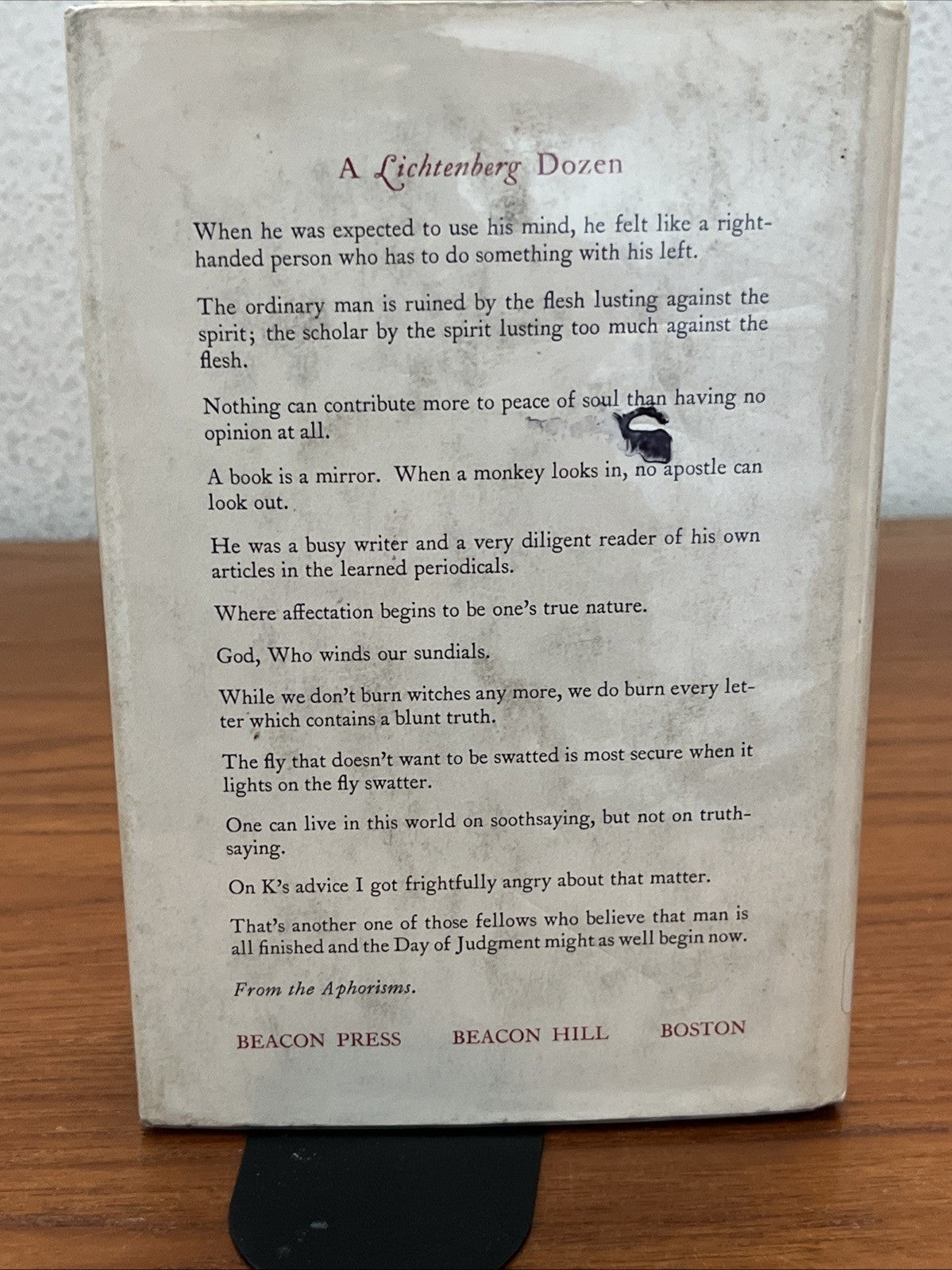 THE LICHTENBERG READER: SELECTED WRITINGS OF GEORG CHRISTOPH LICHTENBERG (1959)