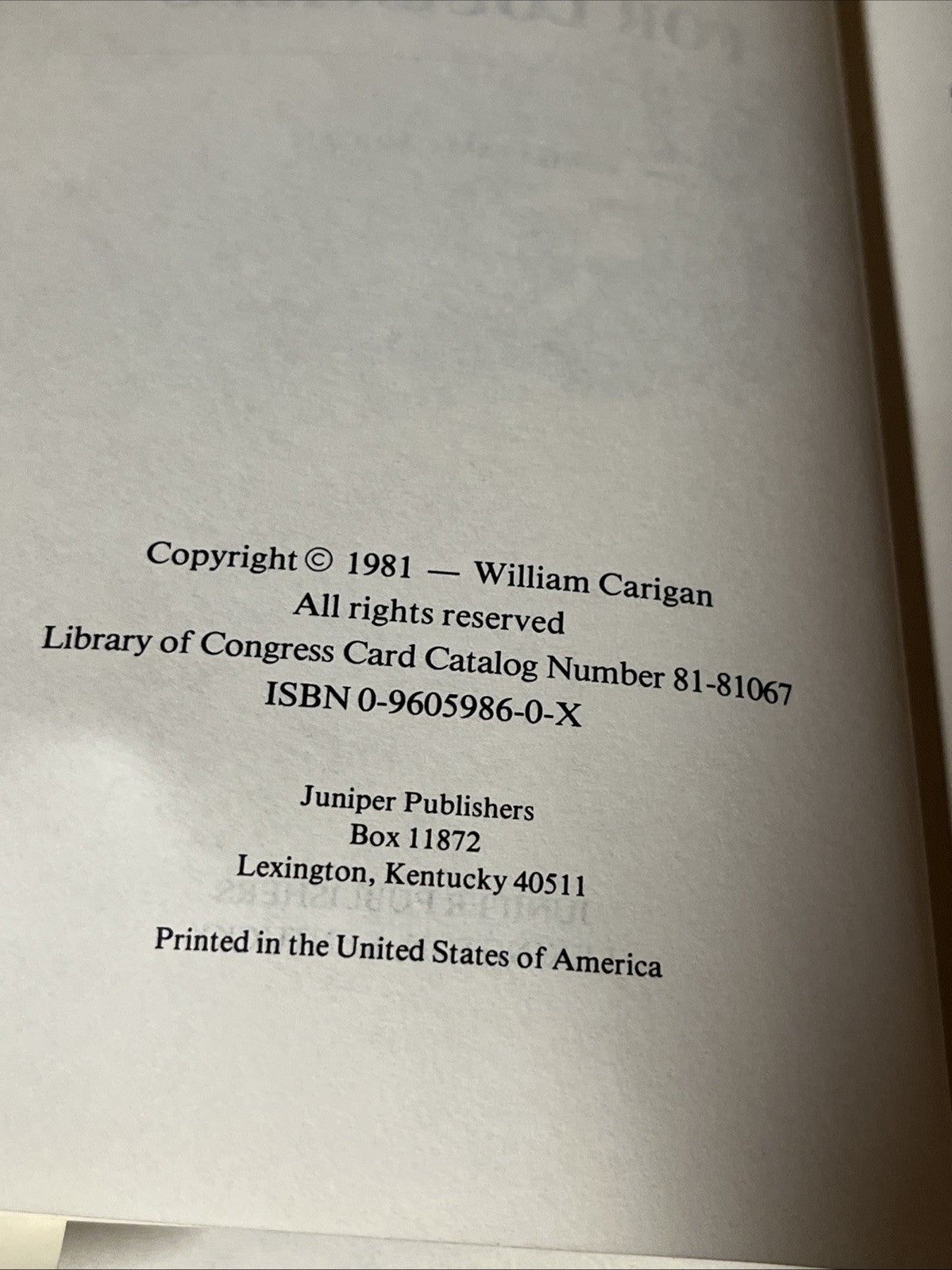 STAVES FOR LOUISVILLE 1st Edition By William Carigan - Hardcover 1981