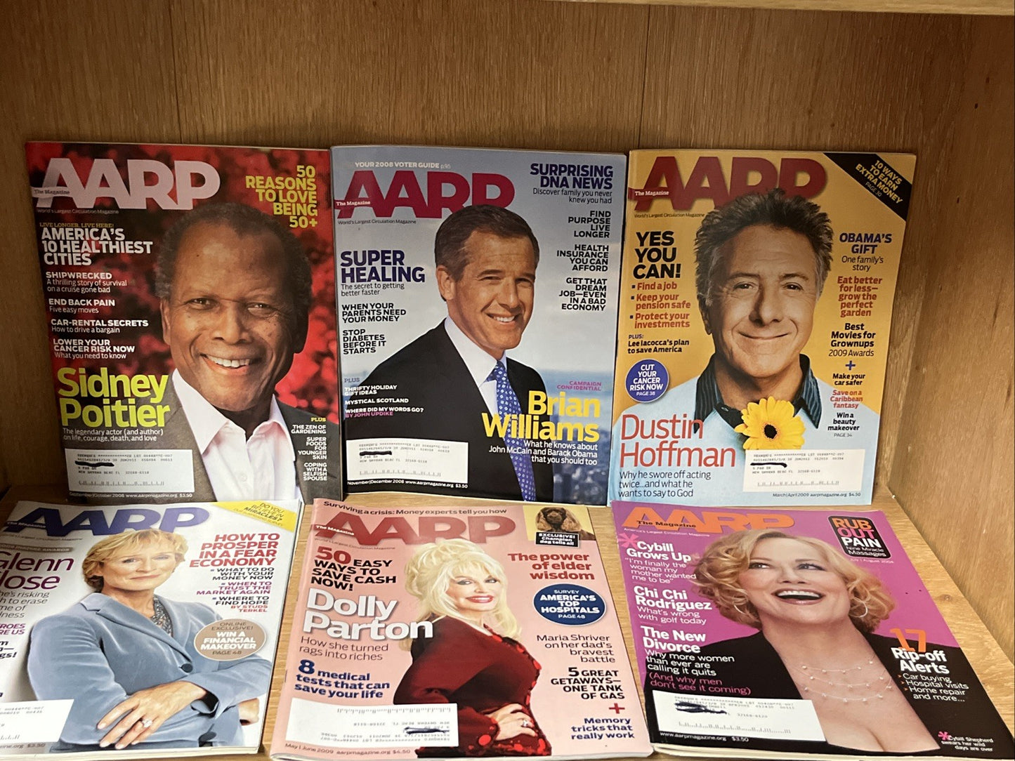 Lot of 6 AARP The Magazine December 2004/2008/2009