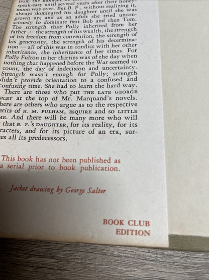 B.F 'S Daughter 1st Edition By John P Marquand 1946 Hardcover Book Club Edition
