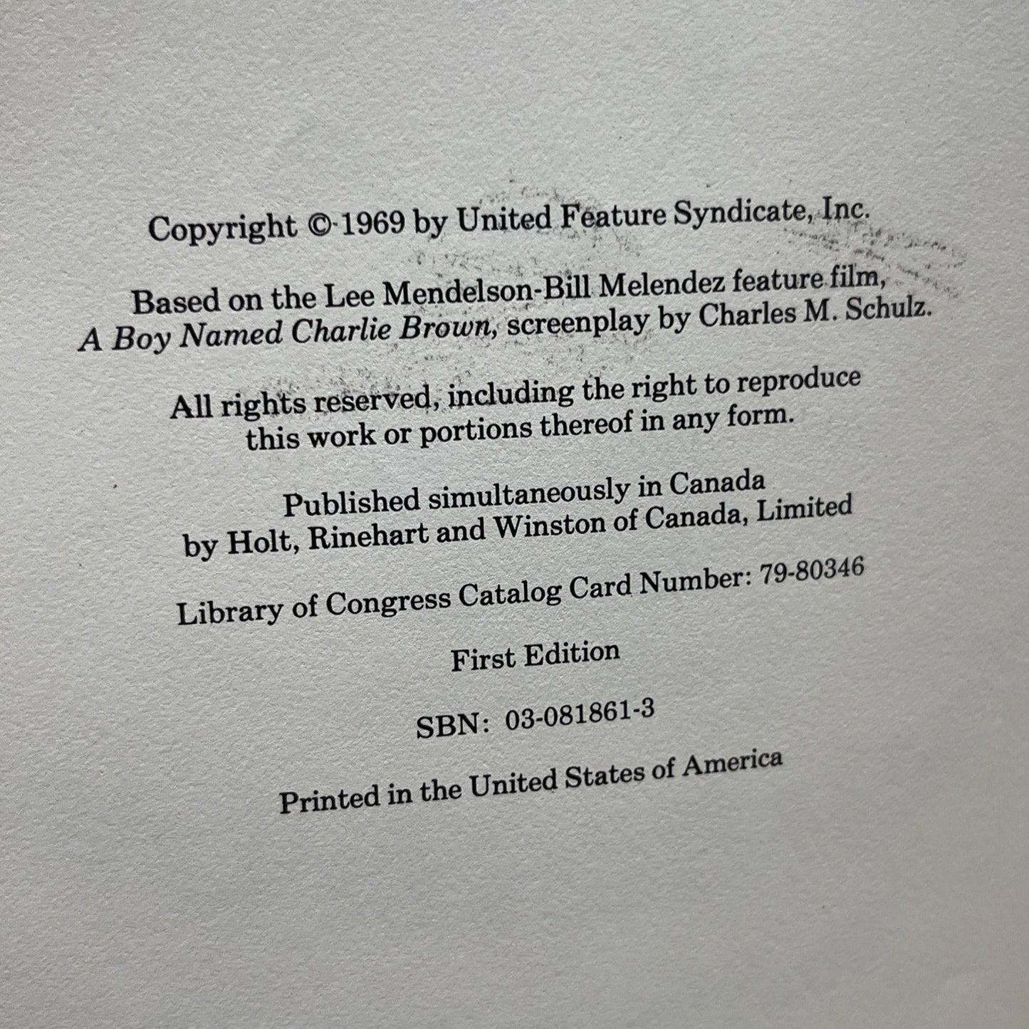 A Boy Named Charlie Brown by Charles M. Schulz 1969 Hardcover