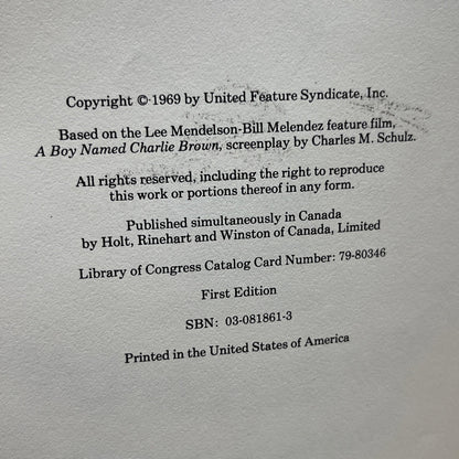 A Boy Named Charlie Brown by Charles M. Schulz 1969 Hardcover