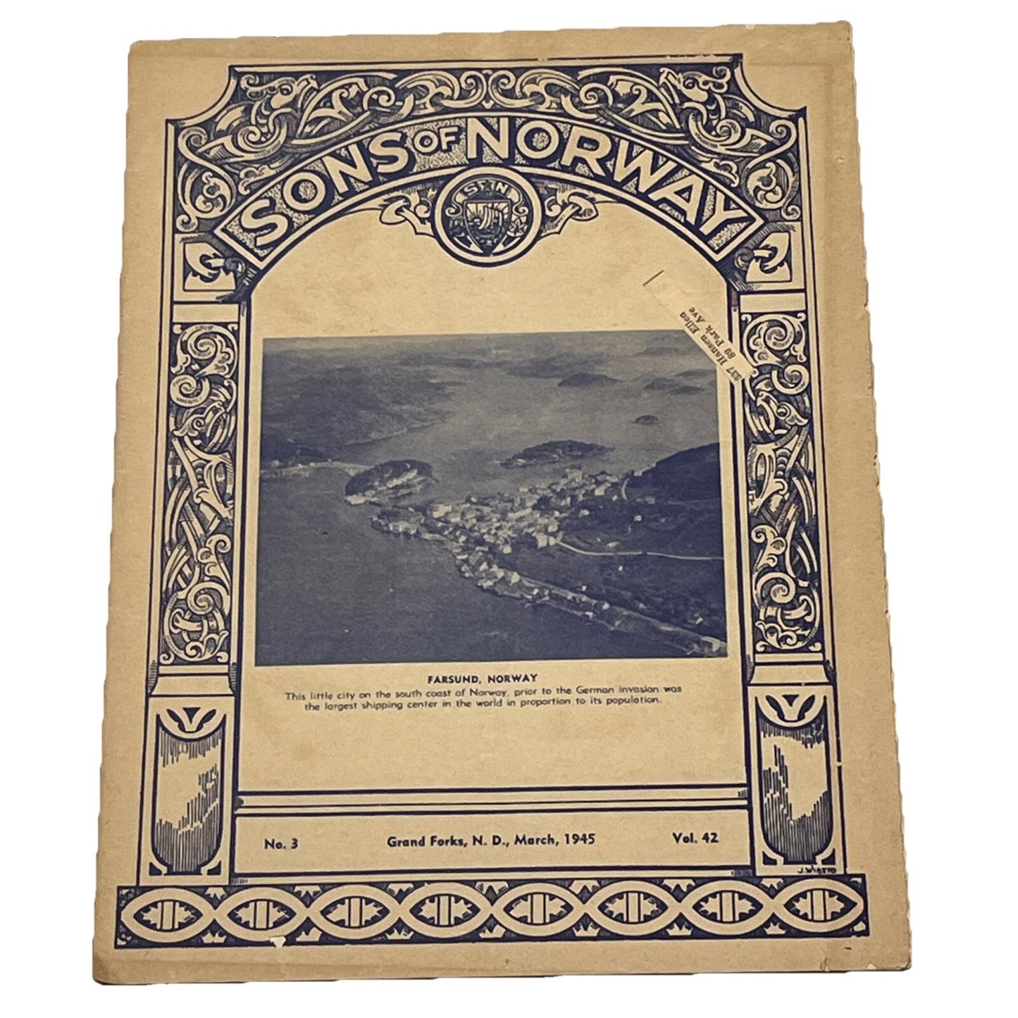 Feb 1945, No.3  Vol.42  Sons of Norway Pre-Viking Magazines Grand Forks,N.D