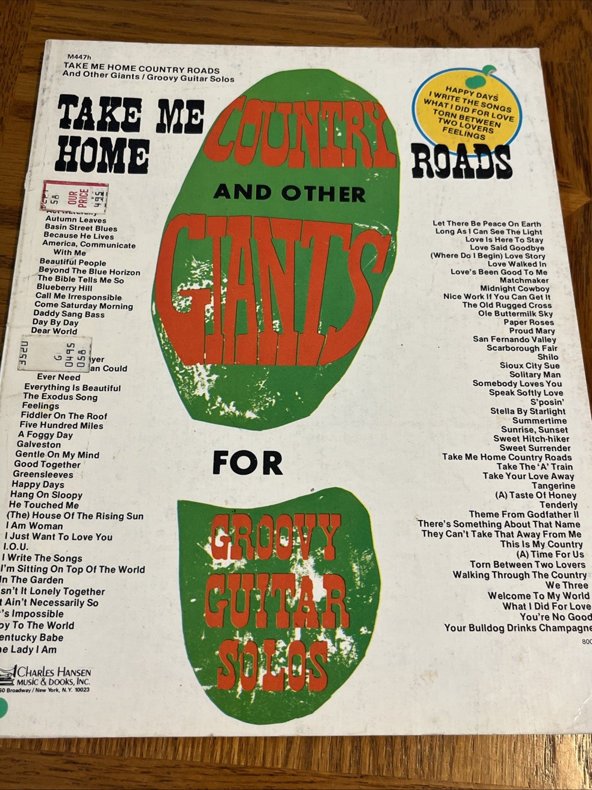 Country Giants Groovy Guitar Solos Music Book Take Me Home Country Roads Vintage