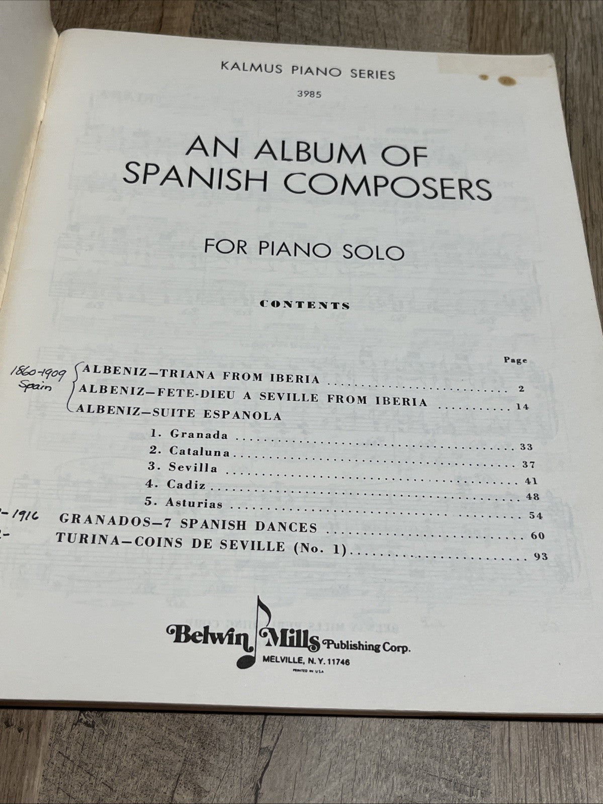 KALMUS PIANO SERIES AN ALBUM OF SPANISH COMPOSERS FOR PIANO SOLO Sinforia 15