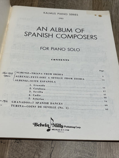 KALMUS PIANO SERIES AN ALBUM OF SPANISH COMPOSERS FOR PIANO SOLO Sinforia 15