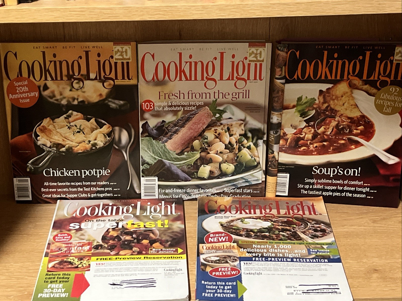 COOKING LIGHT MAGAZINES~LOT OF 5 / 2007