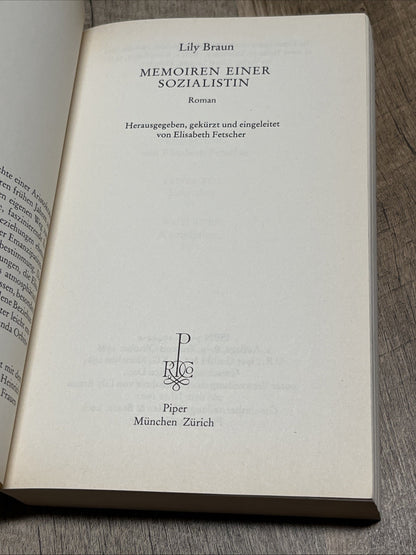 Memoiren einer Sozialistin Lily Braun HERAUSGEGEBEN Von Elisabeth Fetscher 1986