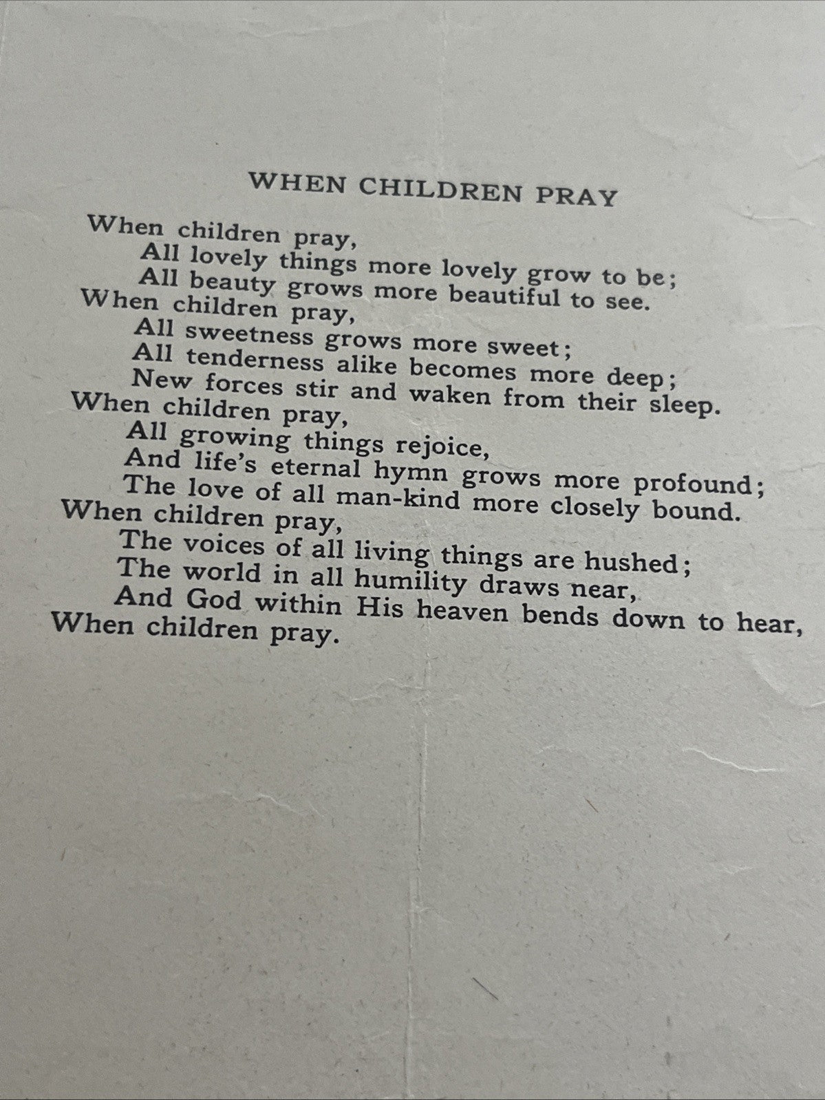SHEET MUSIC, WHEN CHILDREN PRAY, BEATRICE FENNER, FENNER PUB... 1938/1944 (665)