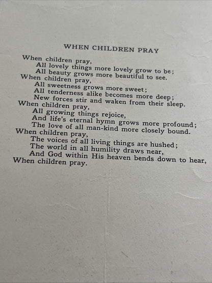 SHEET MUSIC, WHEN CHILDREN PRAY, BEATRICE FENNER, FENNER PUB... 1938/1944 (665)