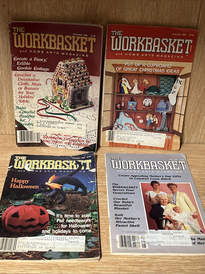 WORKBASKET MAGAZINES LOT Of 4/ 1980's KNIT Crochet CRAFTS/ Home Arts/Decorate