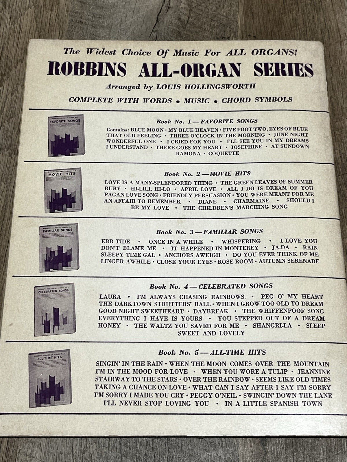 Robbins All Organ Series No. 3 Familiar Songs Sheet Music robbins music Corp.