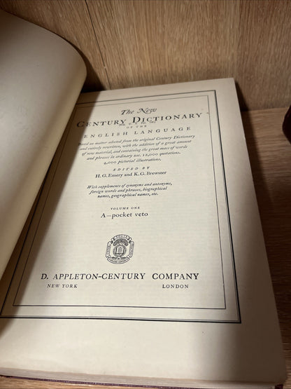 The New Century Dictionary Volume 1 - 2 A Pocket Veto & Poc.Mark - Zymurgy & Sup