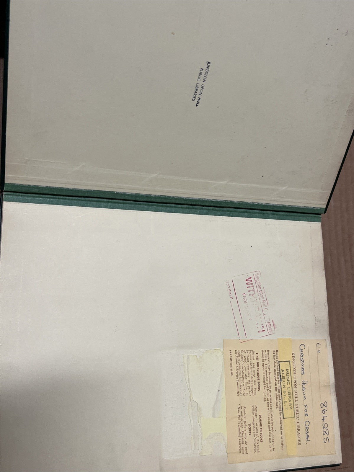 Christmas Album for Organ by Oxford University Press, Hull City Libraries. 1956