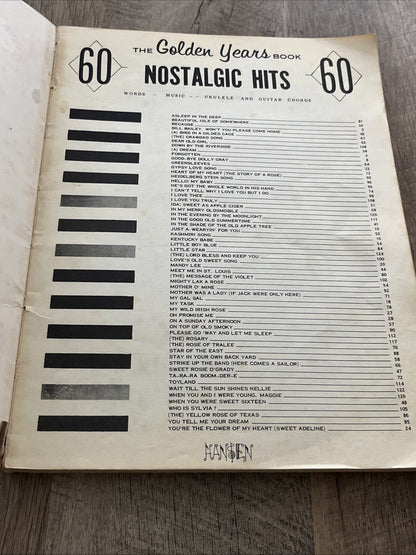 The Golden Years Book 60 Nostalgia Hits. Words Music. Ukulele And Guitar Chords