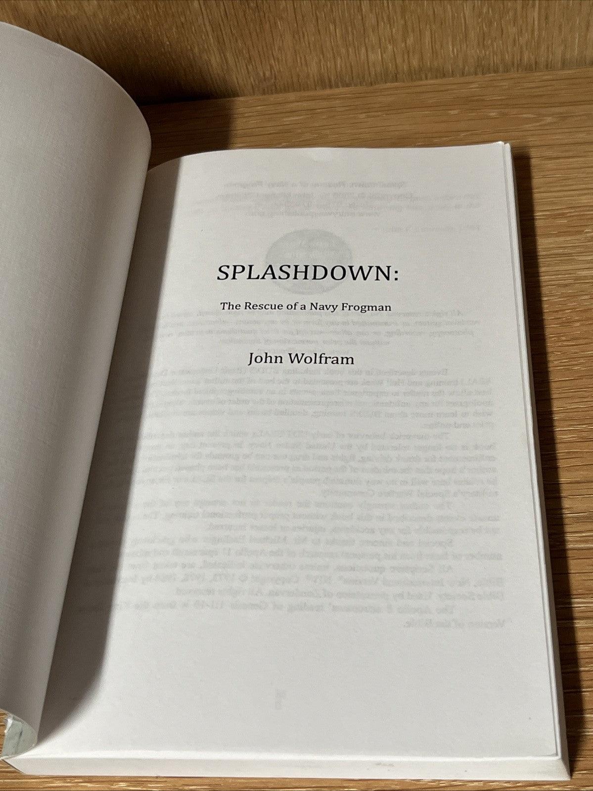 Splashdown  The Rescue of a Navy Frogman by John Wolfram