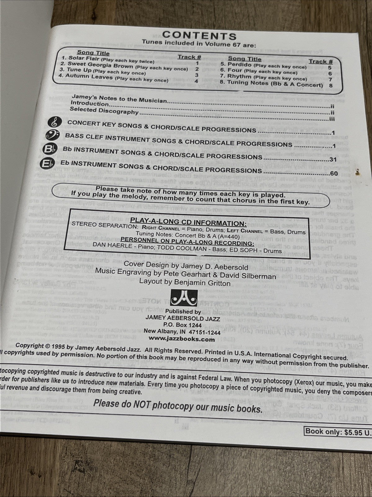 Vol. 67, Tune Up - Standards In All 12 Keys (book only)