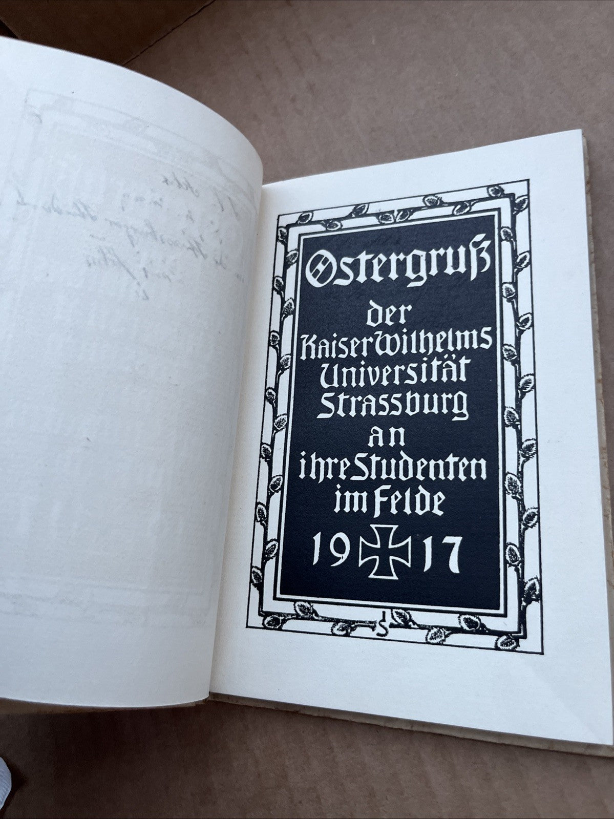 Ostergruss der Kaiser Wilhelms Universität  Strassburg an ihre Studenten im 1917