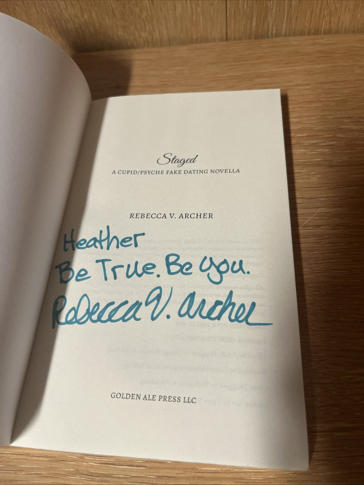Staged: A Cupid/Psyche Fake Dating Novella by Rebecca V. Archer SIGNED COPY