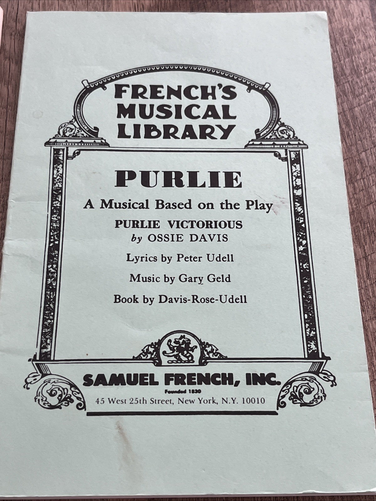ANGEL and PURLIE Victorious Ossie Davis & Udell/Geld/ French's Musical Library/