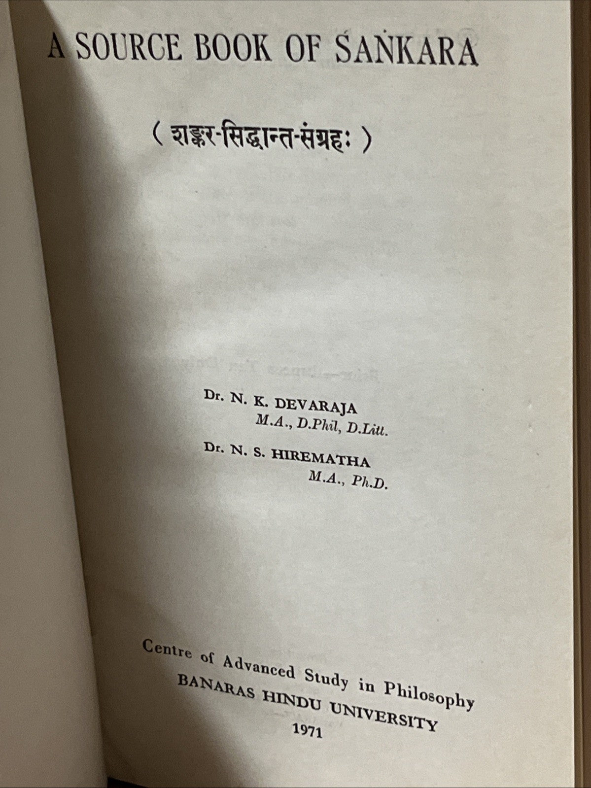 A SOURCE BOOK OF SANKARA  (शङ्कर सिद्धान्त संग्रहः)