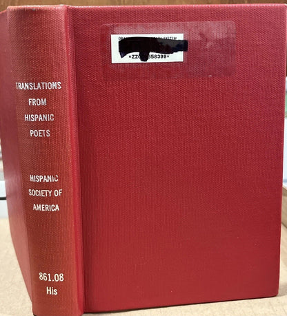 Translations from Hispanic Poets Hispanic Notes & Monographs 1938 Ex Lib
