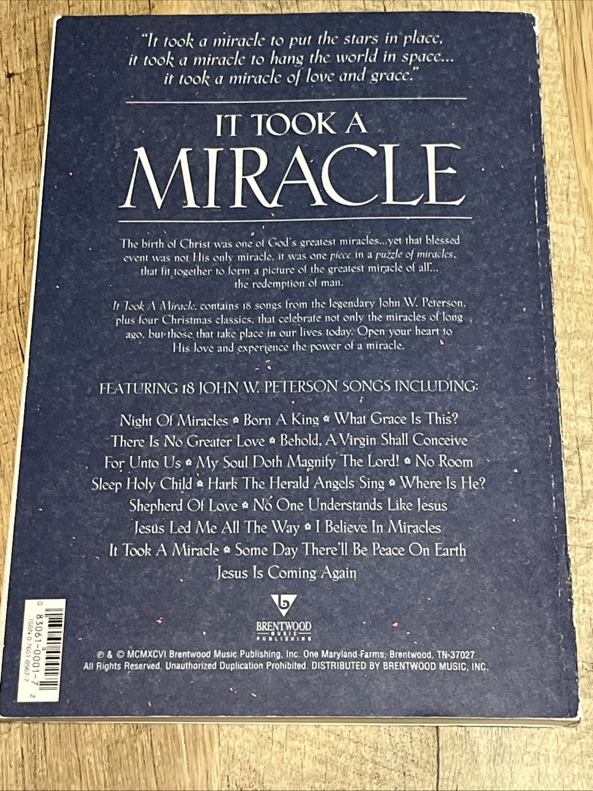 Lot Of 10 It Took A Miracle 18 John W Peterson Classics A Musical For Christmas