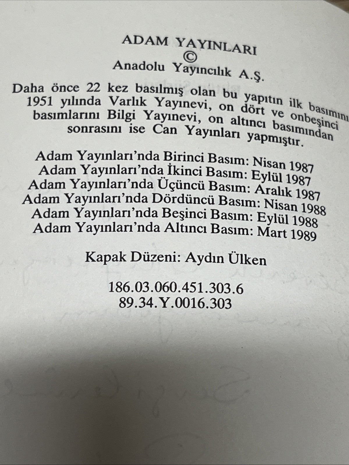Bütün Şiirleri,Orhan Veli Kanık 1989
