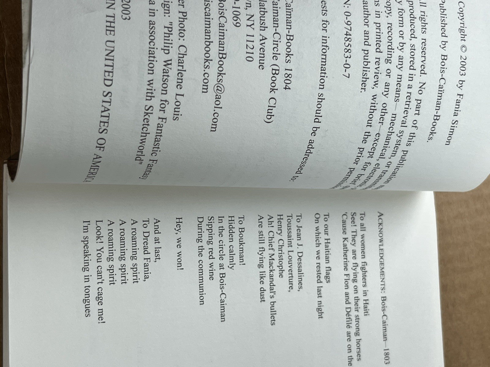 Poetry in Haiti 1st Edition Fania Simon SIGNED COPY 2003
