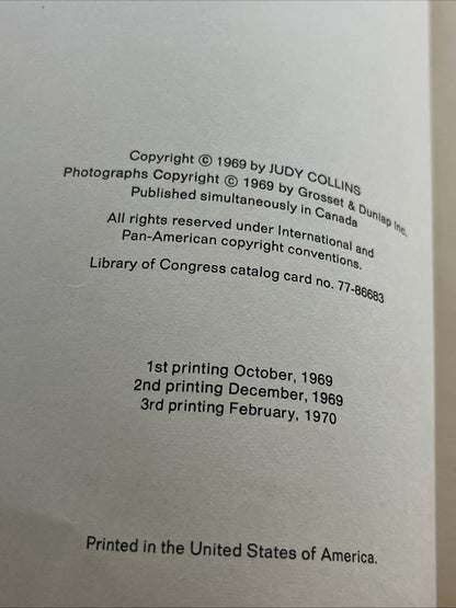 The Judy Collins Songbook 1970 Sheet Music Autobiography Tour Stories 3rd Print