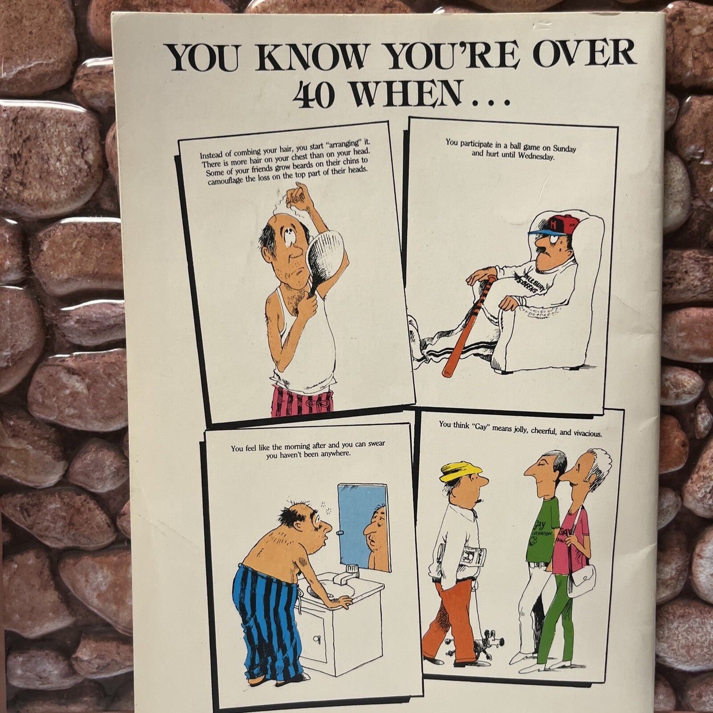 You Know You're Over 40 When Written Kavet 1985 Fun Practical Jokes Adult Satire