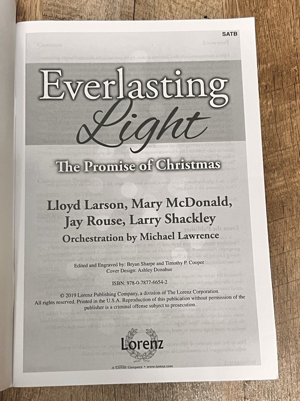 EVERLASTING LIGHT: THE PROMISE OF CHRISTMAS Choral Book Larson/Rouse
