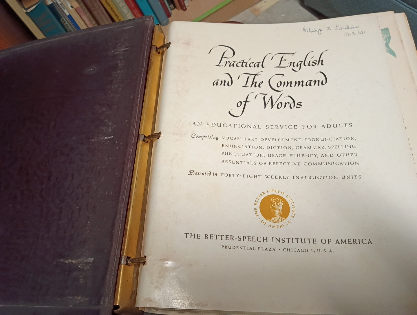 An Index To English & Practical English And The Command of Words 1939 / 1960