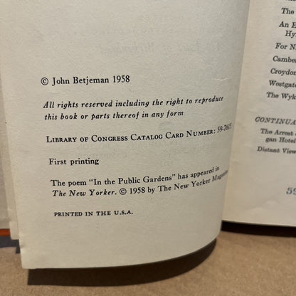 John Betjeman's Collected Poems / 1st Edition 1959