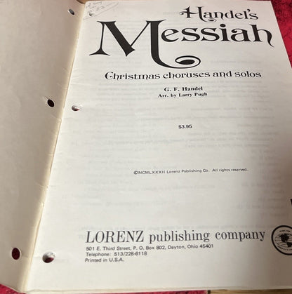 The Messiah The Christmas Choruses & Solos Vocal Piano Score Handel 1pc