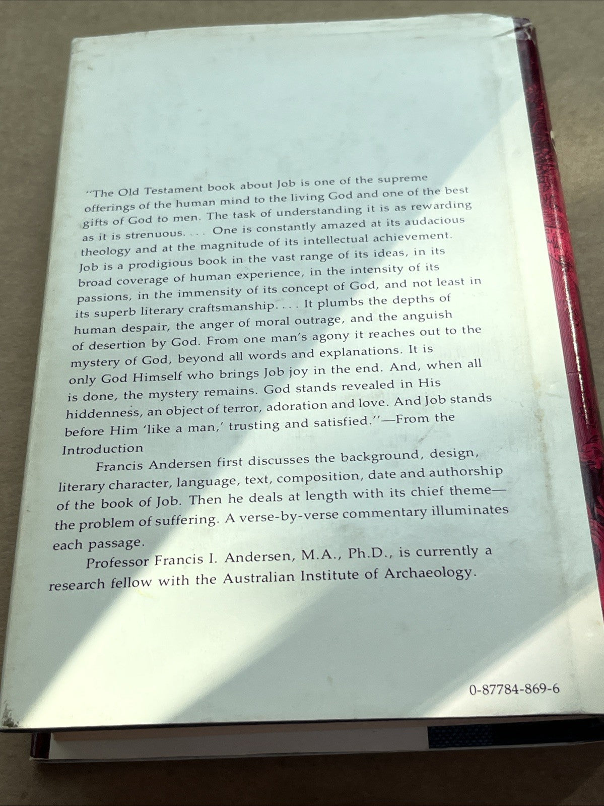 Job: An Introduction and Commentary Francis I. Andersen 1st Edition 1976